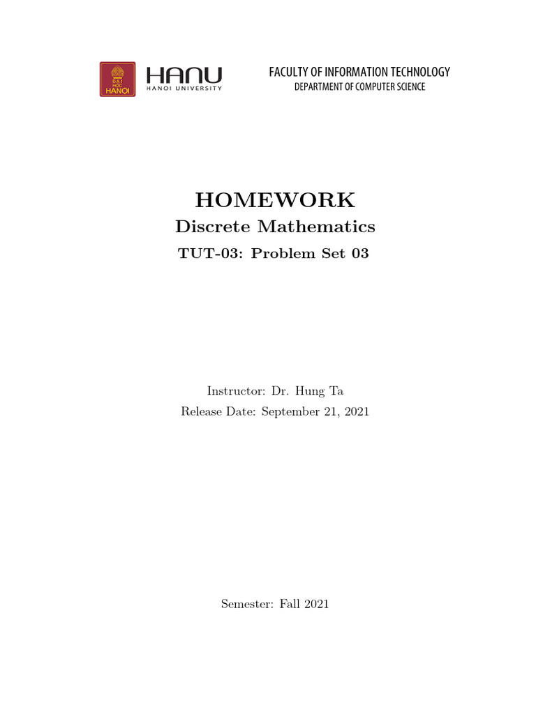 Discrete Math Problem Set Solutions | PDF | Mathematics | Science