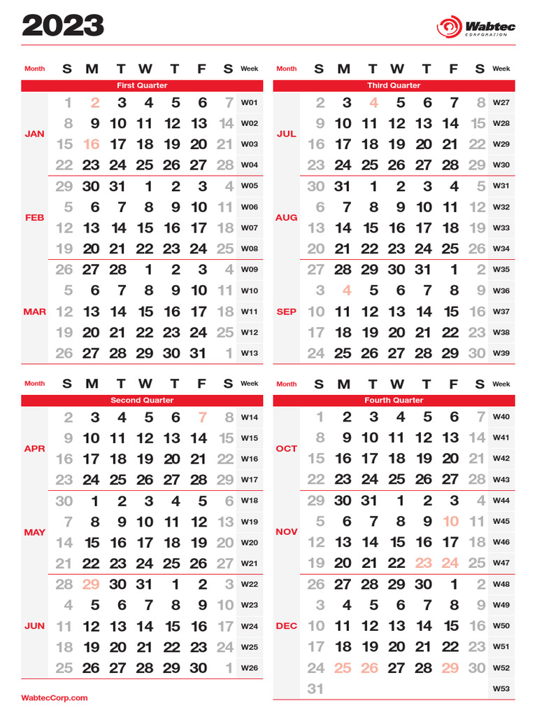 Wabtec Calendar 20232024 PDF