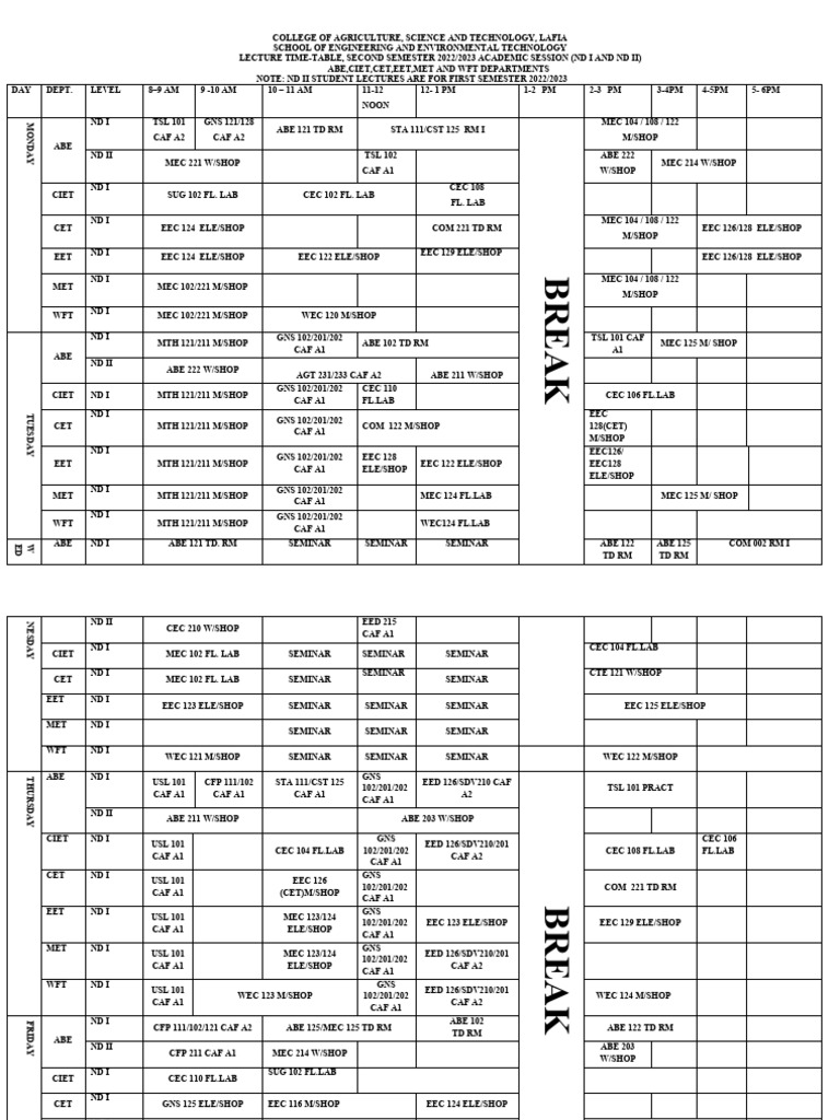 Time Table Sample For Thesis