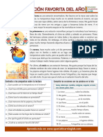 My Favorite Season in Spanish PDF Worksheet Con Respuestas