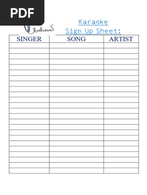 Karaoke Sign Up Sheet