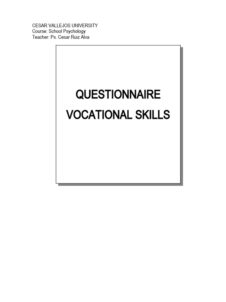 Vocational Skills Assessment Questionnaire | PDF | Science | Engineer
