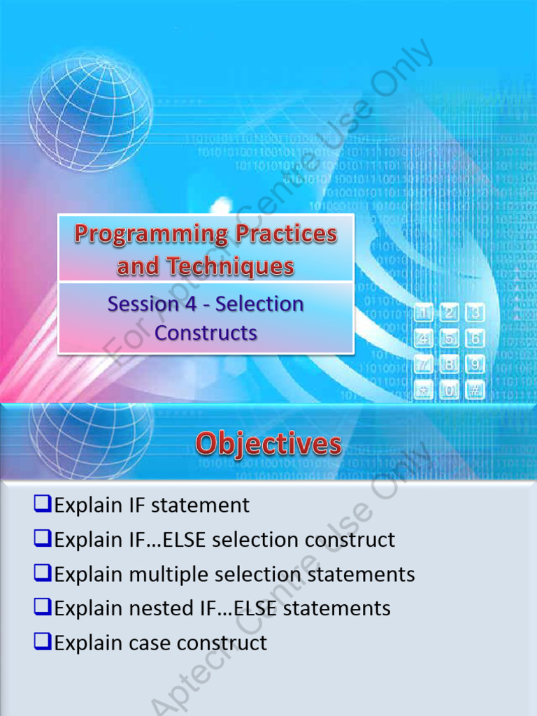 Programming Principles and Techniques - Session 4 | PDF | Control Flow ...