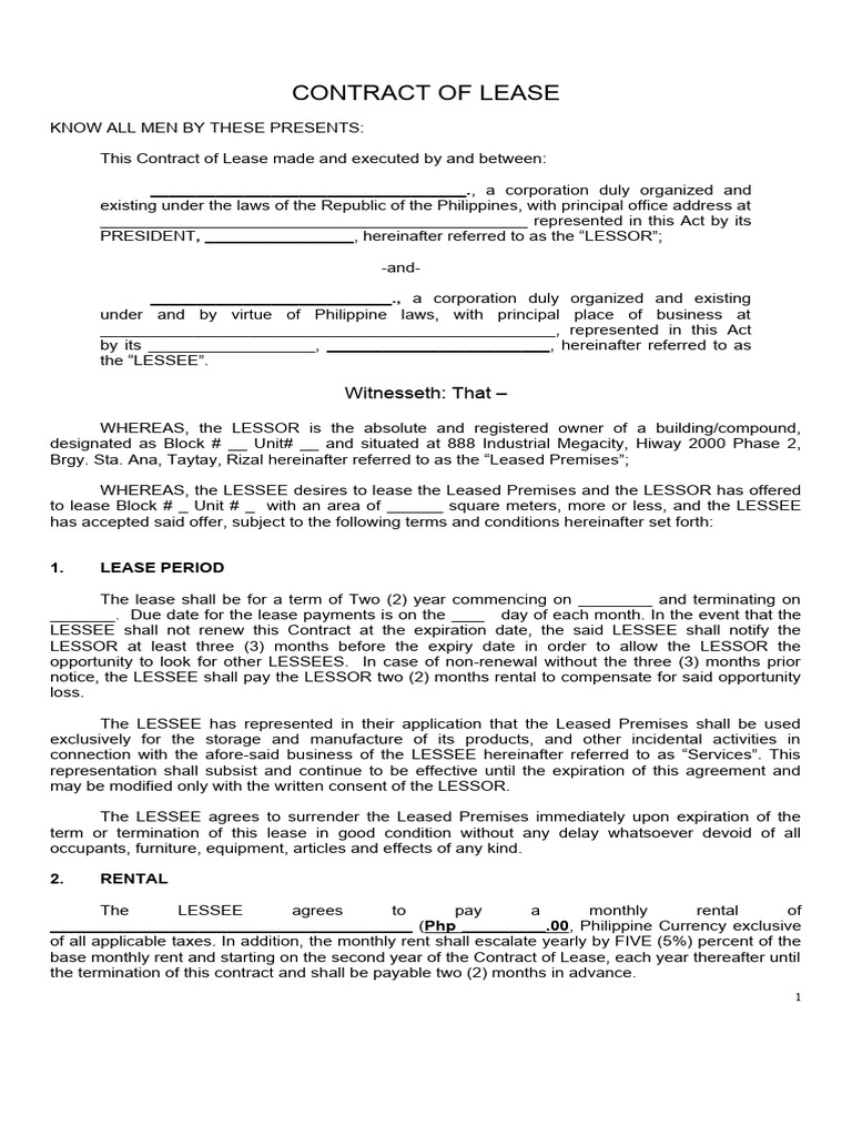 Warehouse Lease Agreement Template | PDF | Lease | Legal Remedy