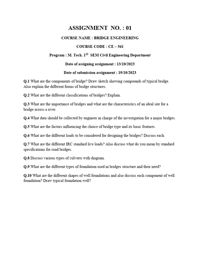 Assignment Bridge Engineering PDF