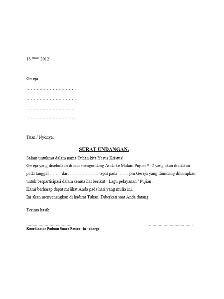 Surat Undangan Paduan Suara. | PDF