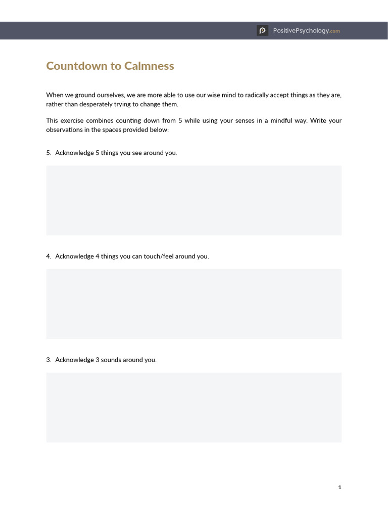 Mindfulness Countdown Activity | PDF | Wellness | Lifestyle