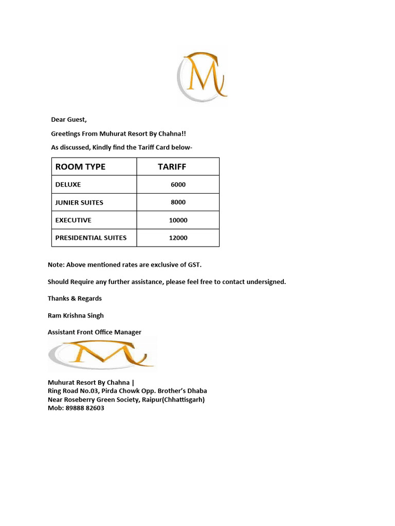 Tariff Card | PDF
