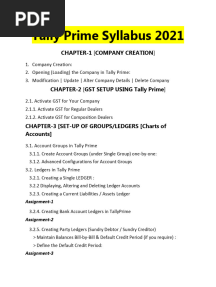 Tally Prime Syllabus 2021