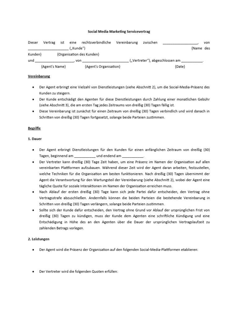 Beispiel Für Einen SMMA-Vertrag | PDF