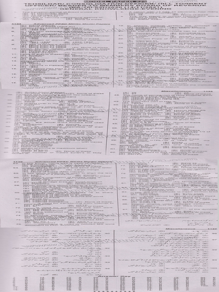 Past paper 2021 ppsc board of revenue department tehsildar gk bs 16
