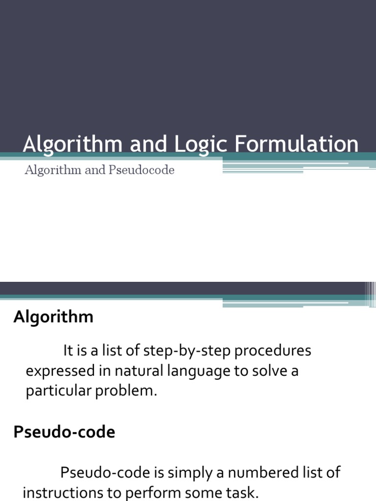 Algorithm and Logic Formulation | PDF | Algorithms | Computer Science