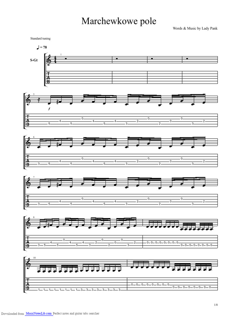 Lady Pank - Marchewkowe Pole Tabs | PDF | Musical Instruments | Pitch ...
