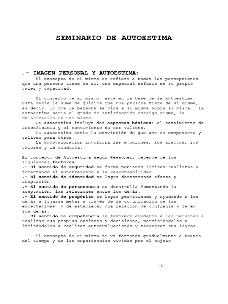 Importancia de la Autoestima en Educación | PDF | Autoestima | Adultos