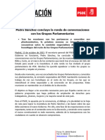 Sánchez Conclou La Ronda de Converses Amb Els Grups