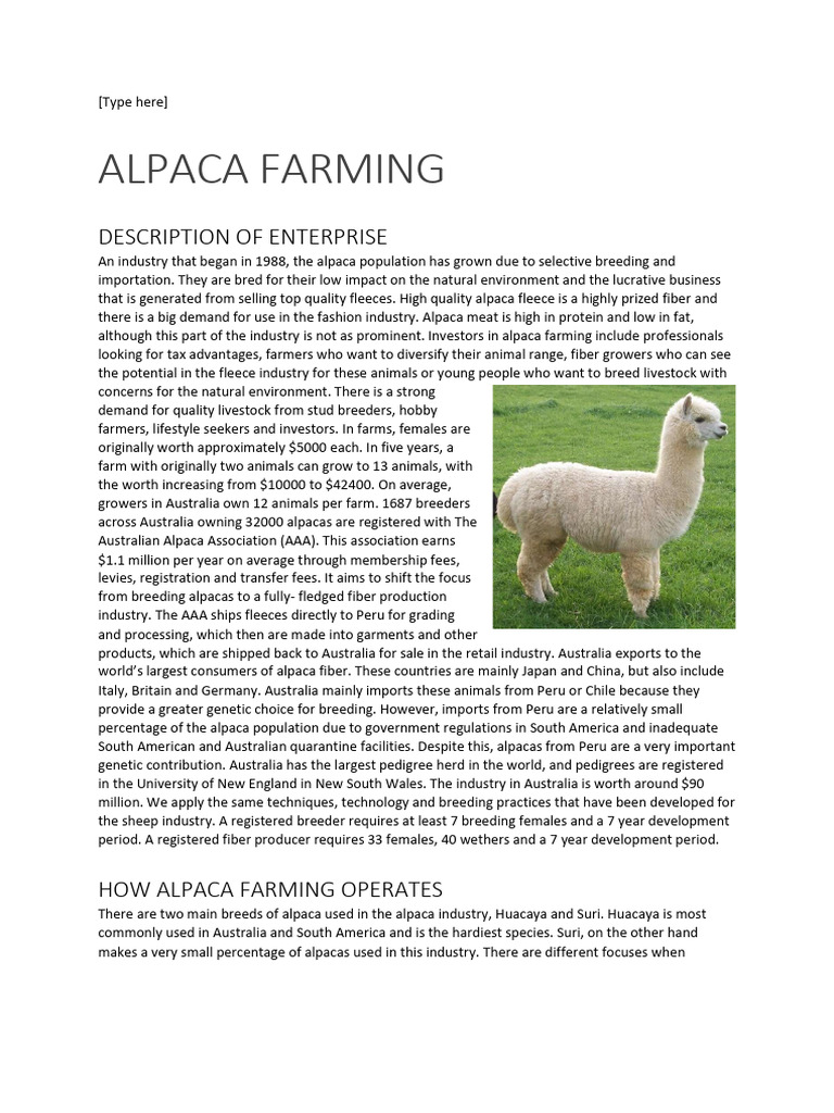 Alpaca Farming | PDF