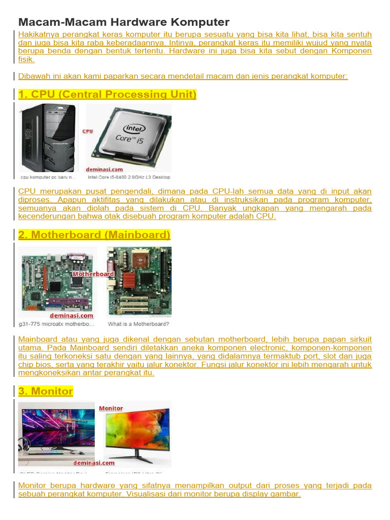 Hardware Komputer | PDF | Komputer