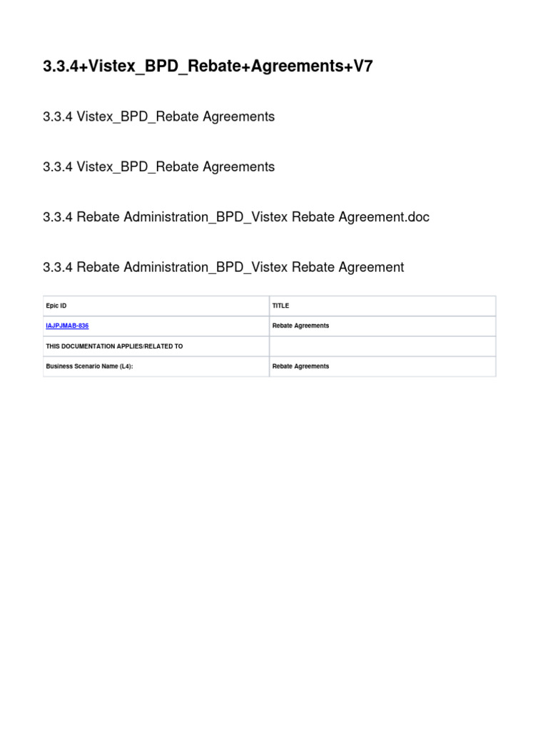 Vistex Rebate Agreement Processes | PDF | Invoice | Debits And Credits