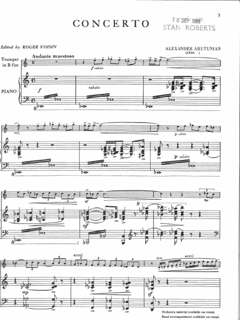 Arutunian Trumpet Concerto Piano Part PDF