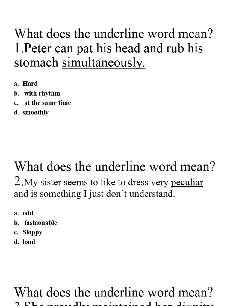 Unfamiliar word quiz pdf