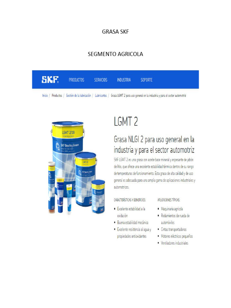 Grasa SKF LGEM 2 para Rodamientos | PDF
