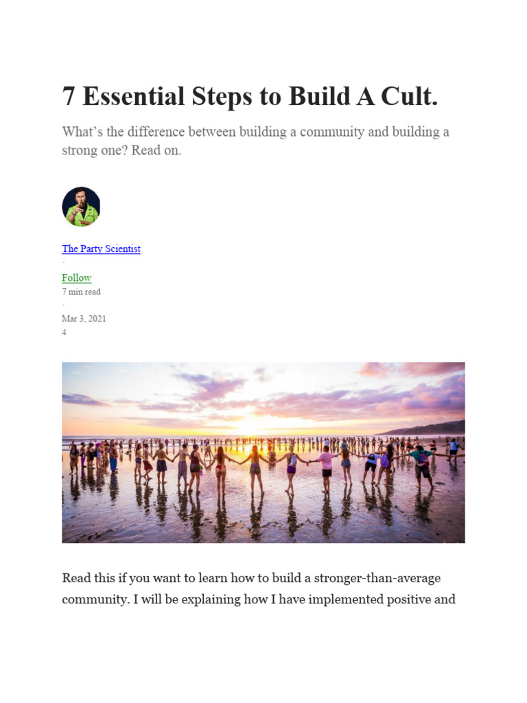7 Essential Steps To Build A Cult | PDF | Identity (Social Science ...
