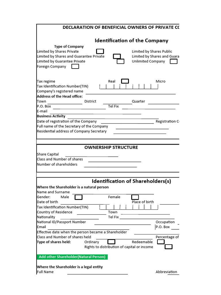 BO Declaration Forms Company PDF Shareholders Identity Document