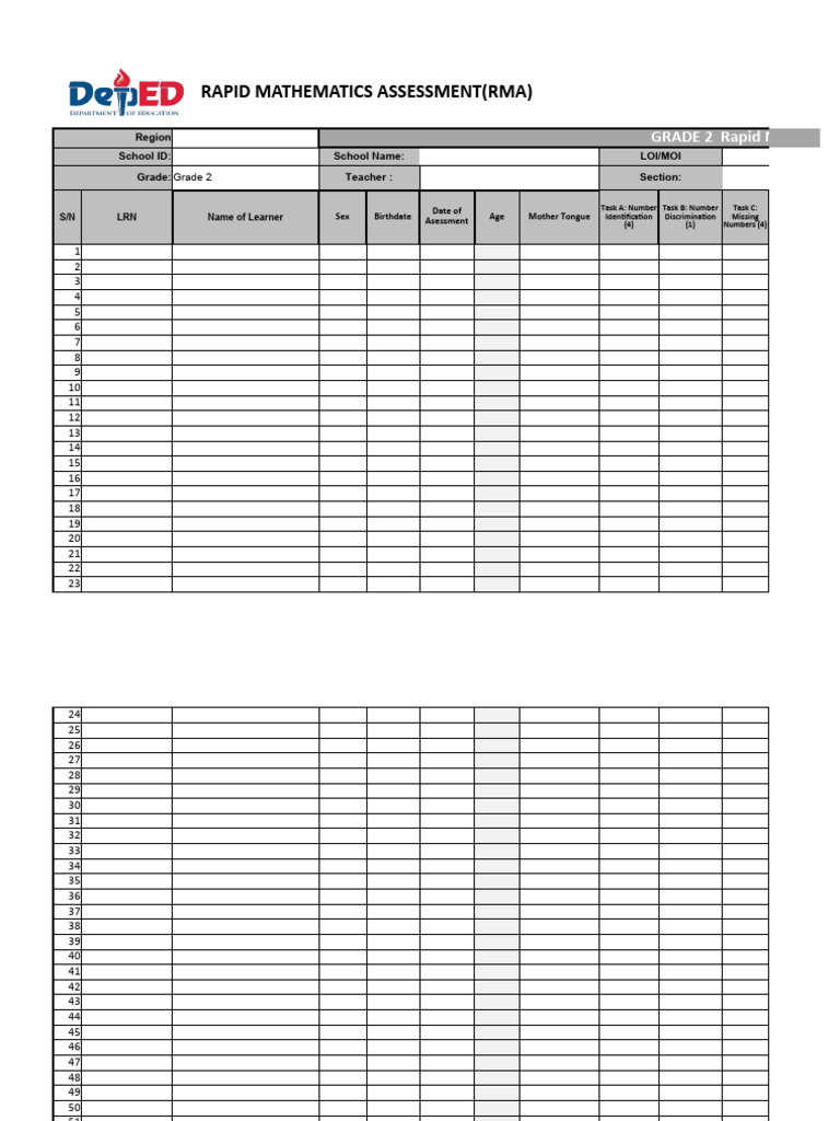 RMA G2Scoresheet v1-1 | PDF | Cognition | Learning