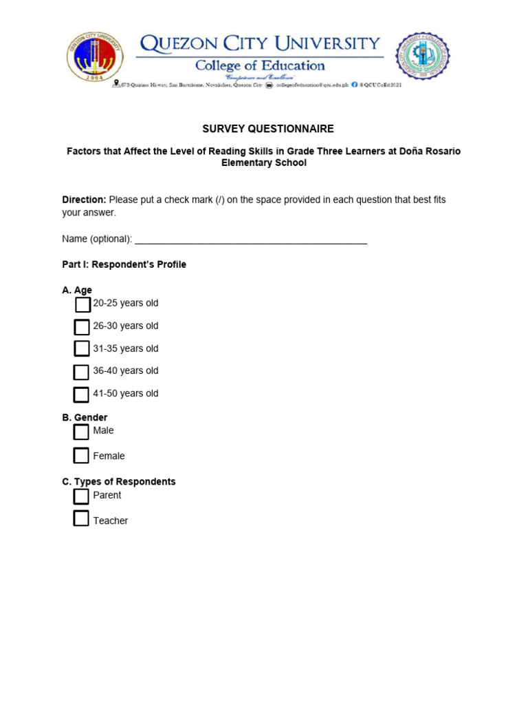 Grade Three Reading Skills Survey | PDF | Learning | Teaching Method