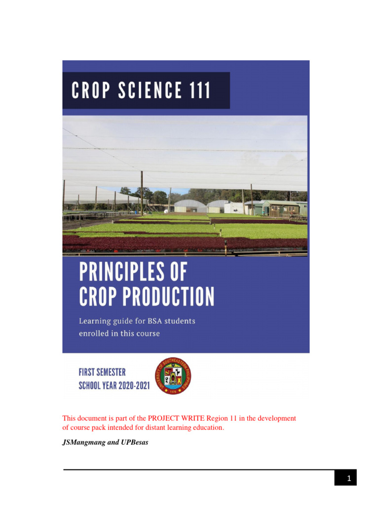 Crop Science 111: Principles of Production | PDF | Agriculture | Plants