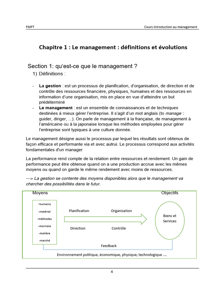Définitions du management et processus | PDF | Motivation | Motivant