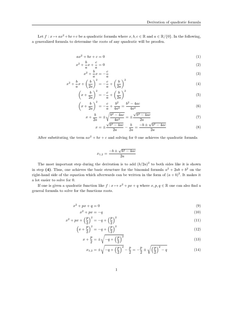 Quadratic Formula | PDF | Quadratic Equation | Square Root