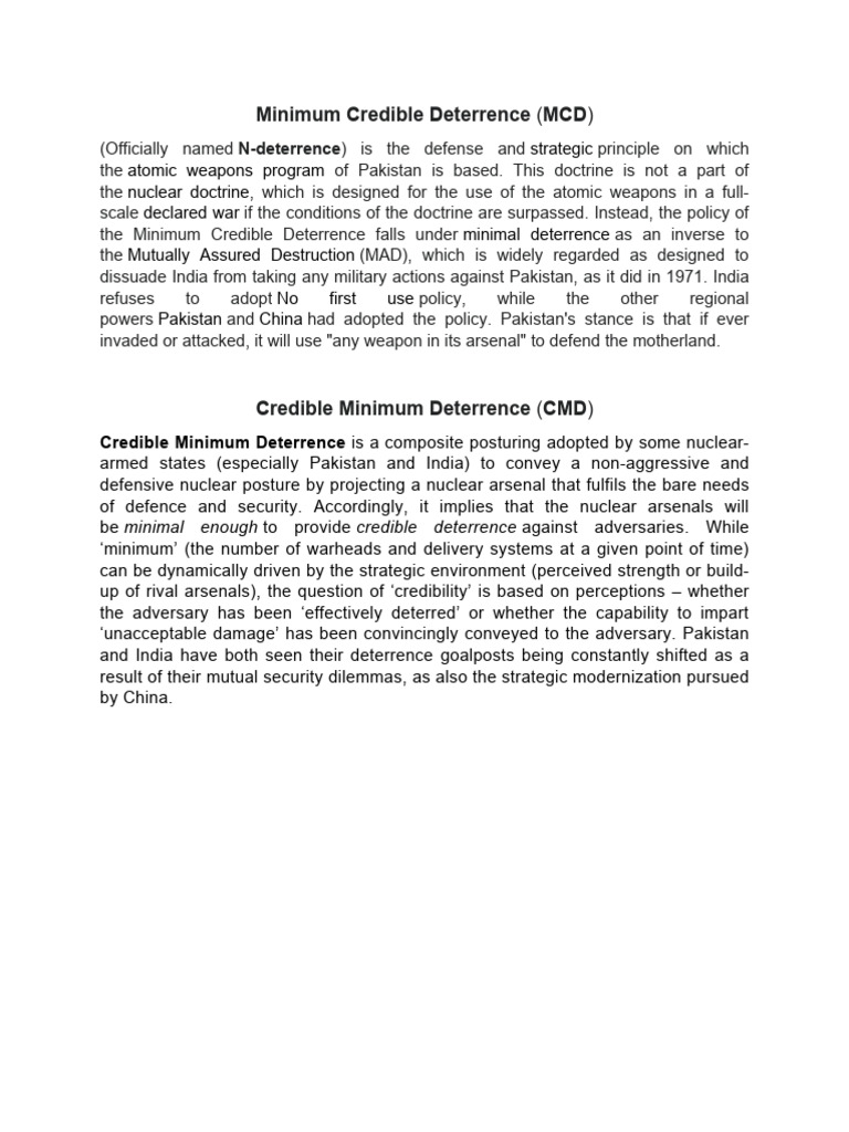 Understanding Minimum Credible Deterrence | PDF | Politics