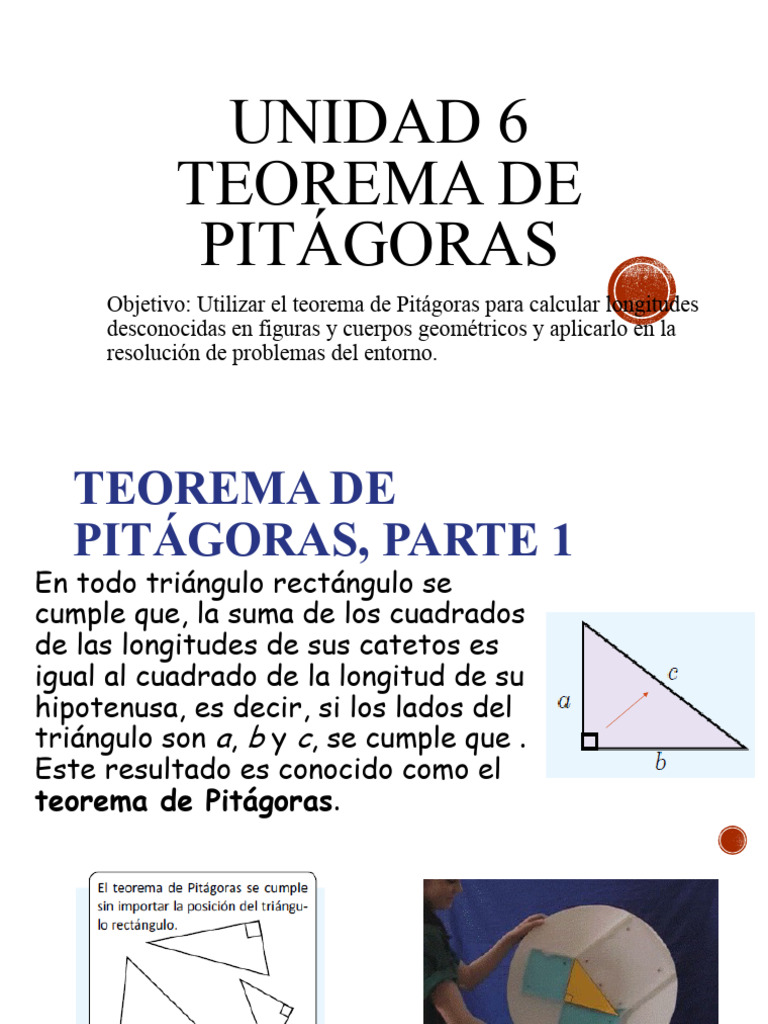 Unidad 6 Teorema De Pitagóras Pdf
