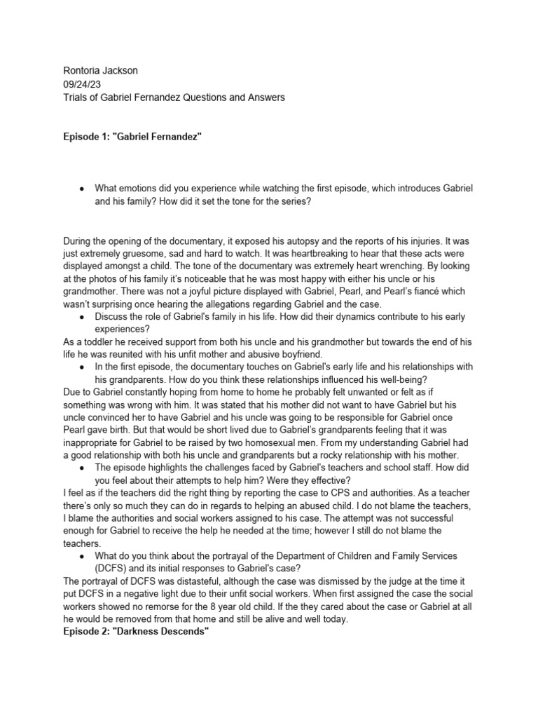 Trials of Gabriel Fernandez Q&A PDF Child Protective Services(00)