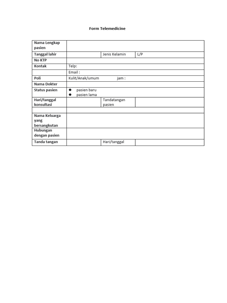 Formulir Telemedicine Pasien | PDF