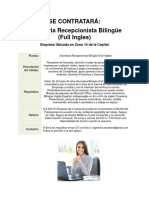 132 Se Contratara Secretaria Recepcionista Bilingue