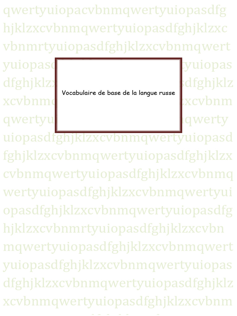 Vocabulaire de Base en Russe | PDF