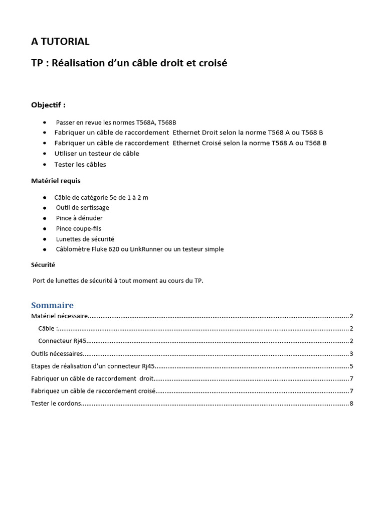 Realisation de cable droit et croise pdf