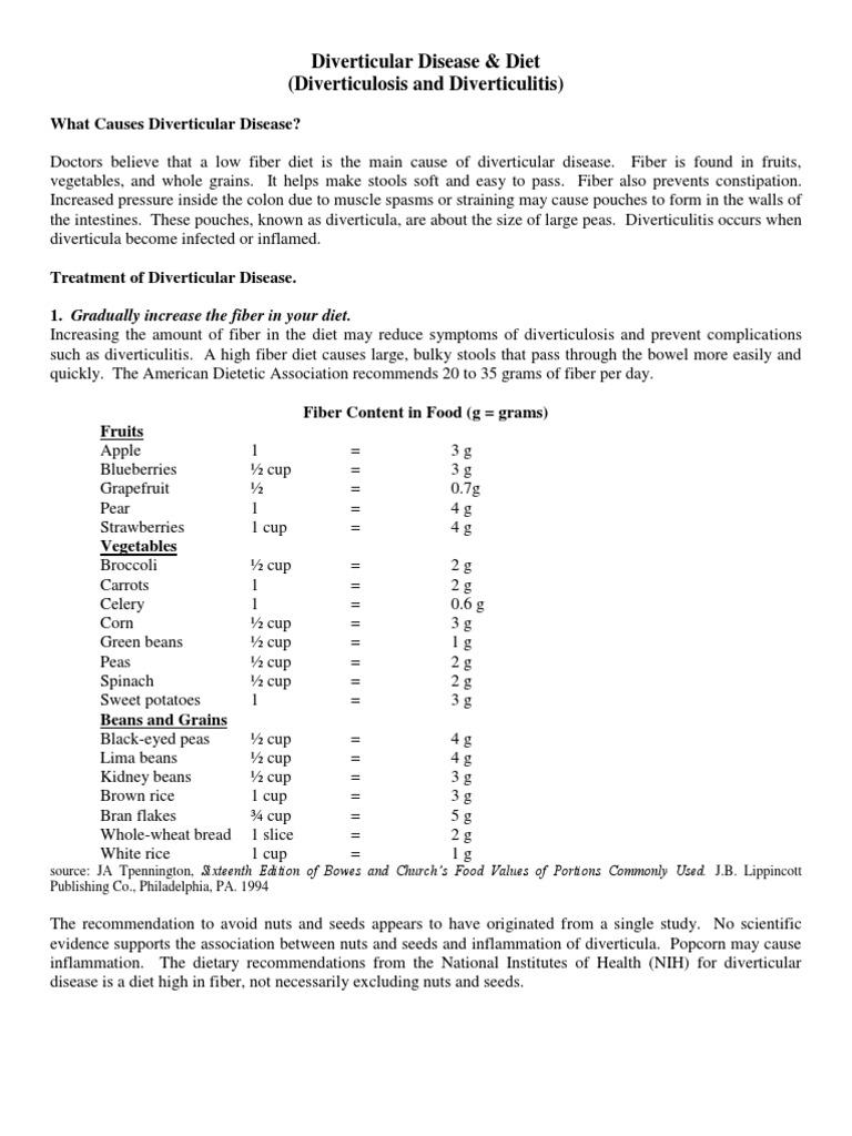 Diverticular Disease and Diet, PDF, Dietary Fiber