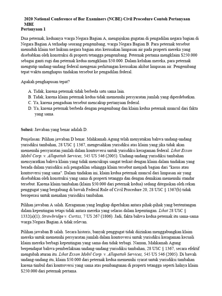 Sampel ncbe mbe civ pro 2020 pdf