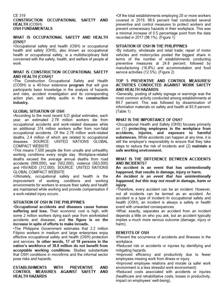 Construction Occupational Safety and Health | PDF | Occupational Safety ...