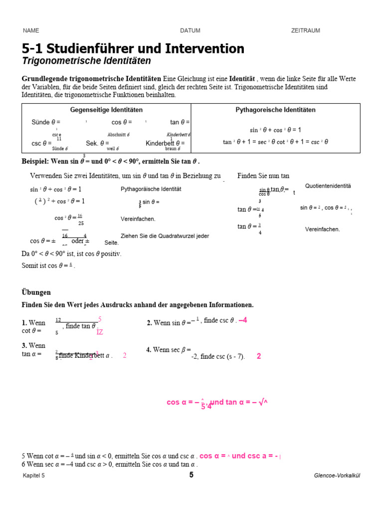 Precalculus Chapter 5 Packet Answers PDF