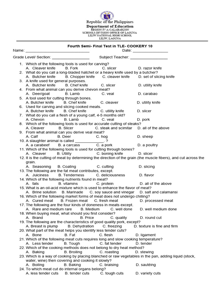 Cooking Techniques in TLE Cookery 10 | PDF
