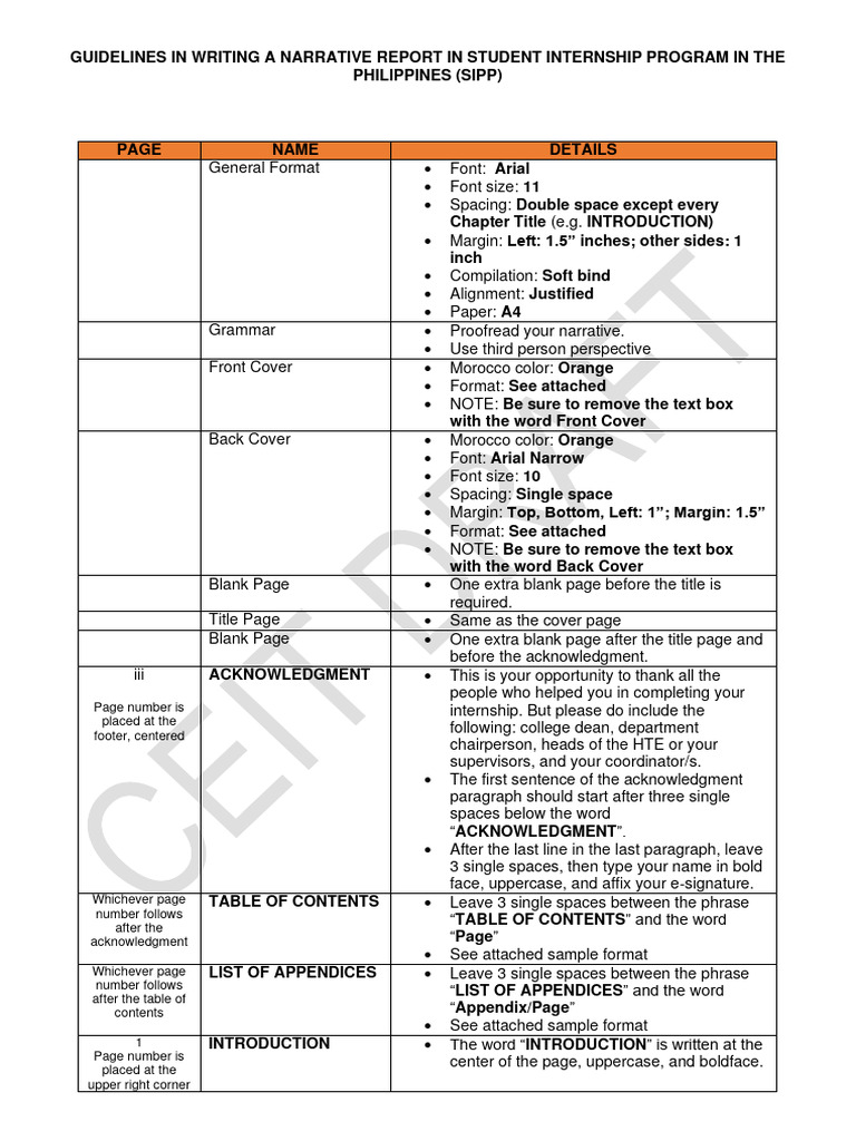 Narrative Report Guidelines for Interns | PDF | Teachers | Paragraph