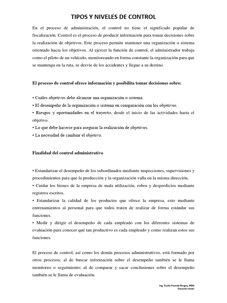 Tipos y Niveles de Control Administrativo | PDF