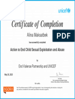 Action To End Child Sexual Exploitation and Abuse - Certificate