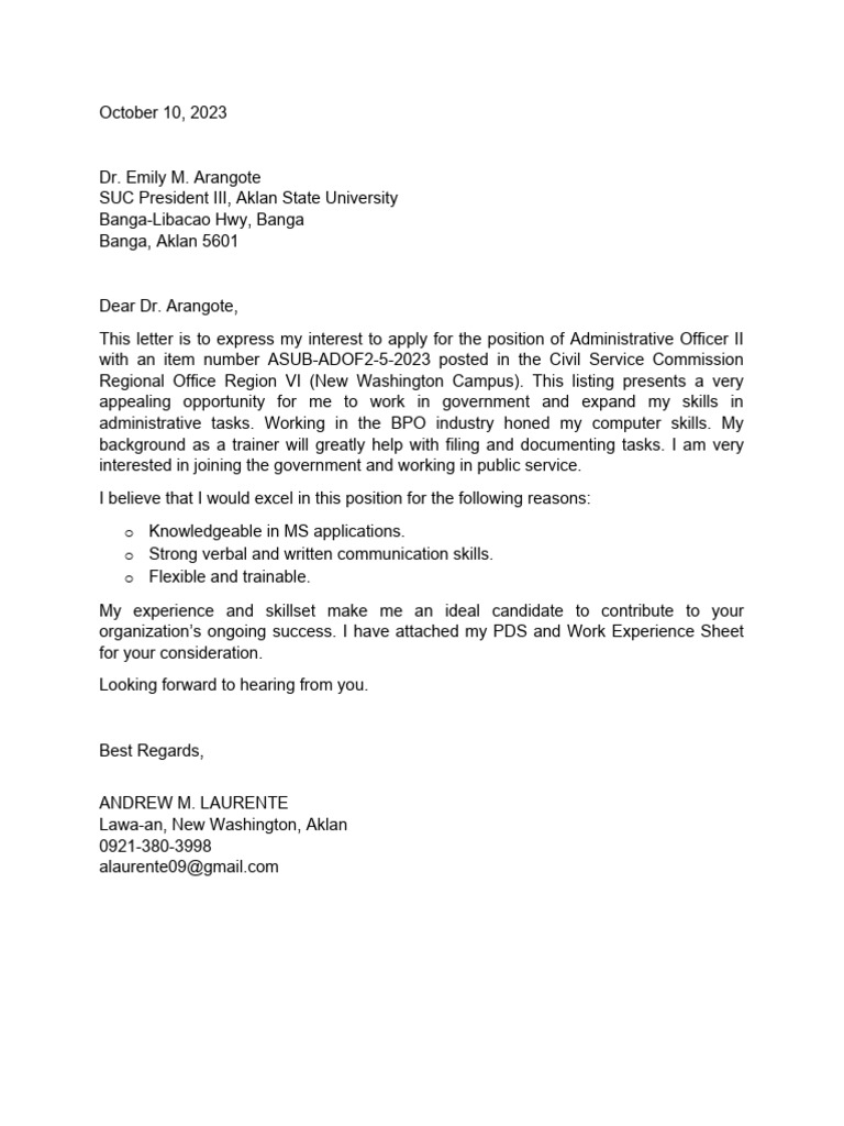 TEMPLATE LOI For Job Application | PDF | Social Science