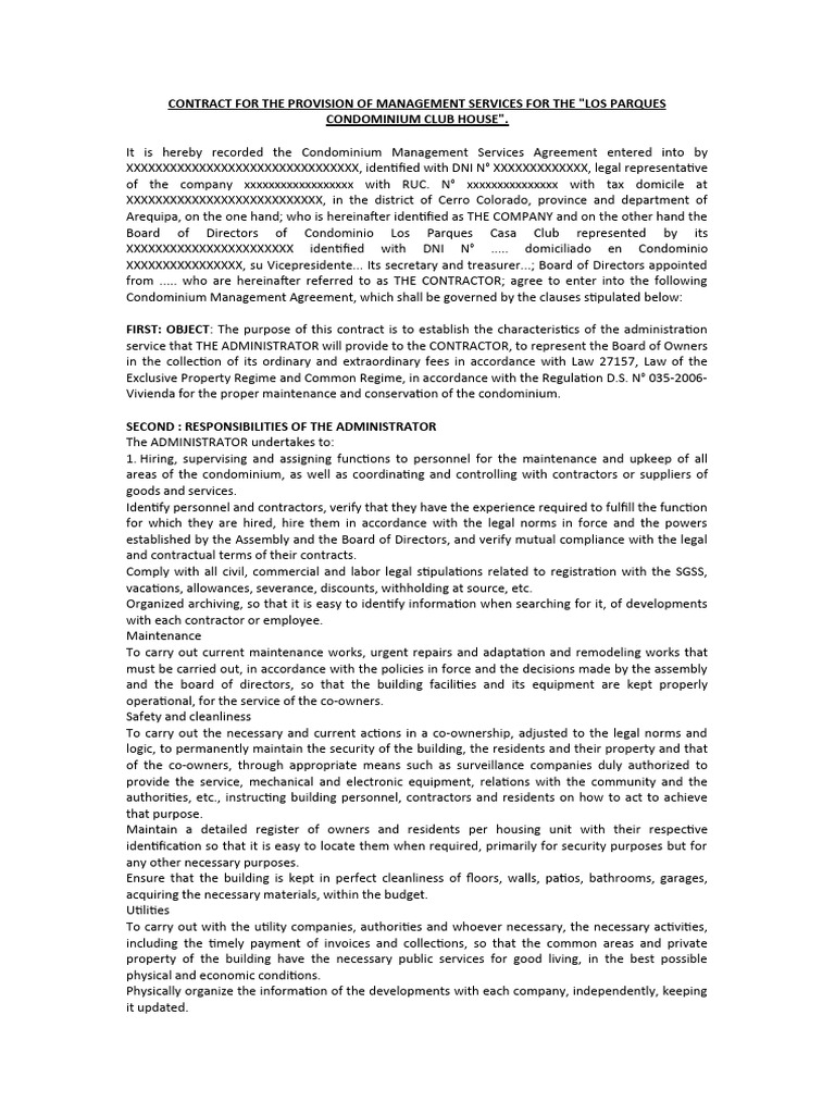 Curated visual reference: Picture Idea: Los Parques Condominium Management Contract Pdf
