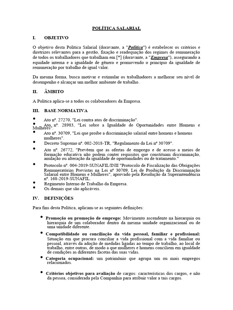 Modelo de Política Salarial Empresarial | PDF | Salário | Diferença de ...